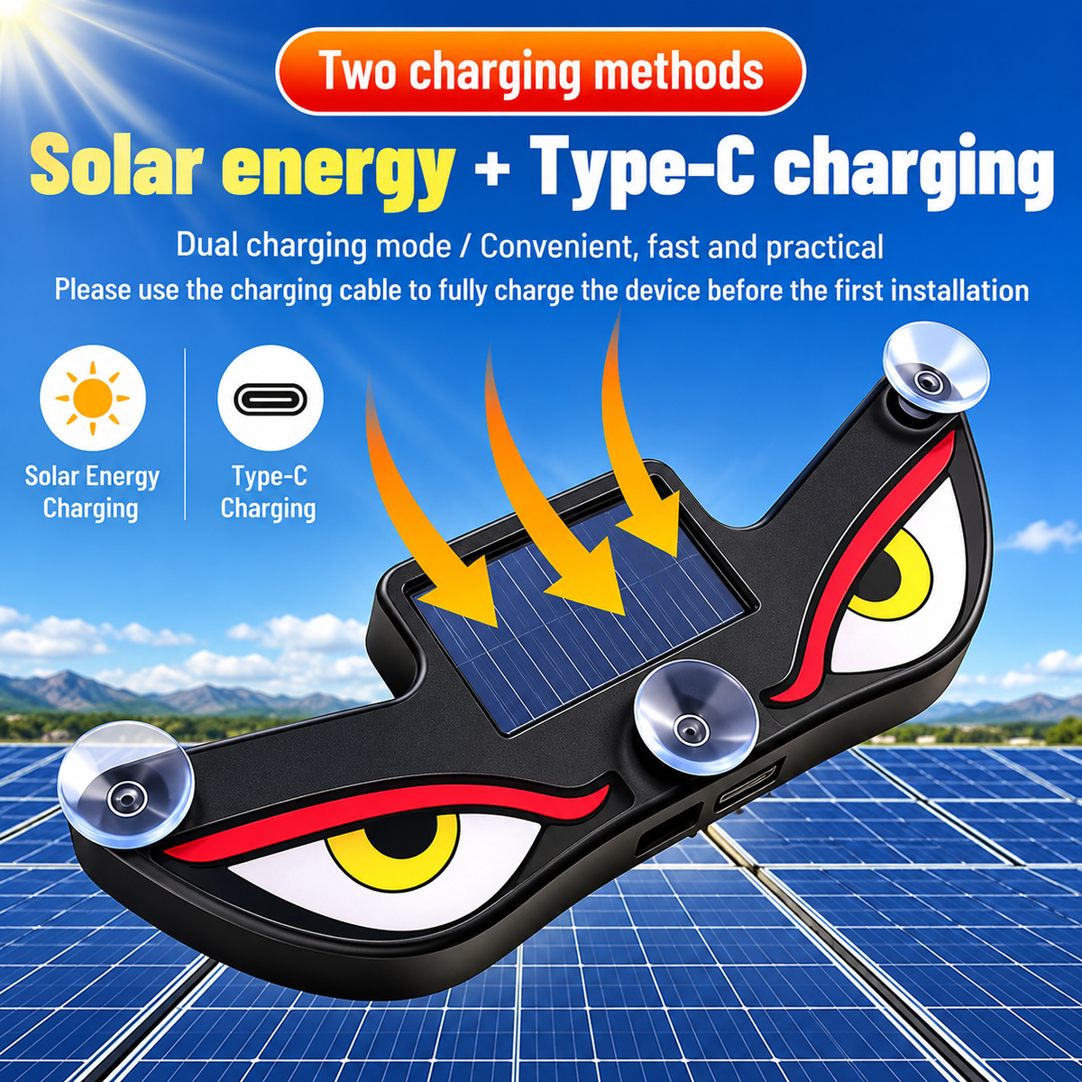 Solar Devil Eye Car Rear Window Light