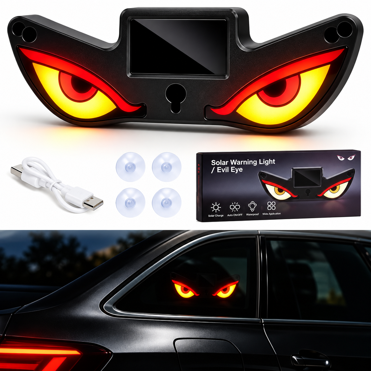 Solar Devil Eye Car Rear Window Light