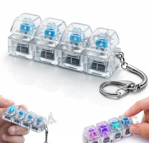 4-Key Mechanical Keyboard Fidget Keychain